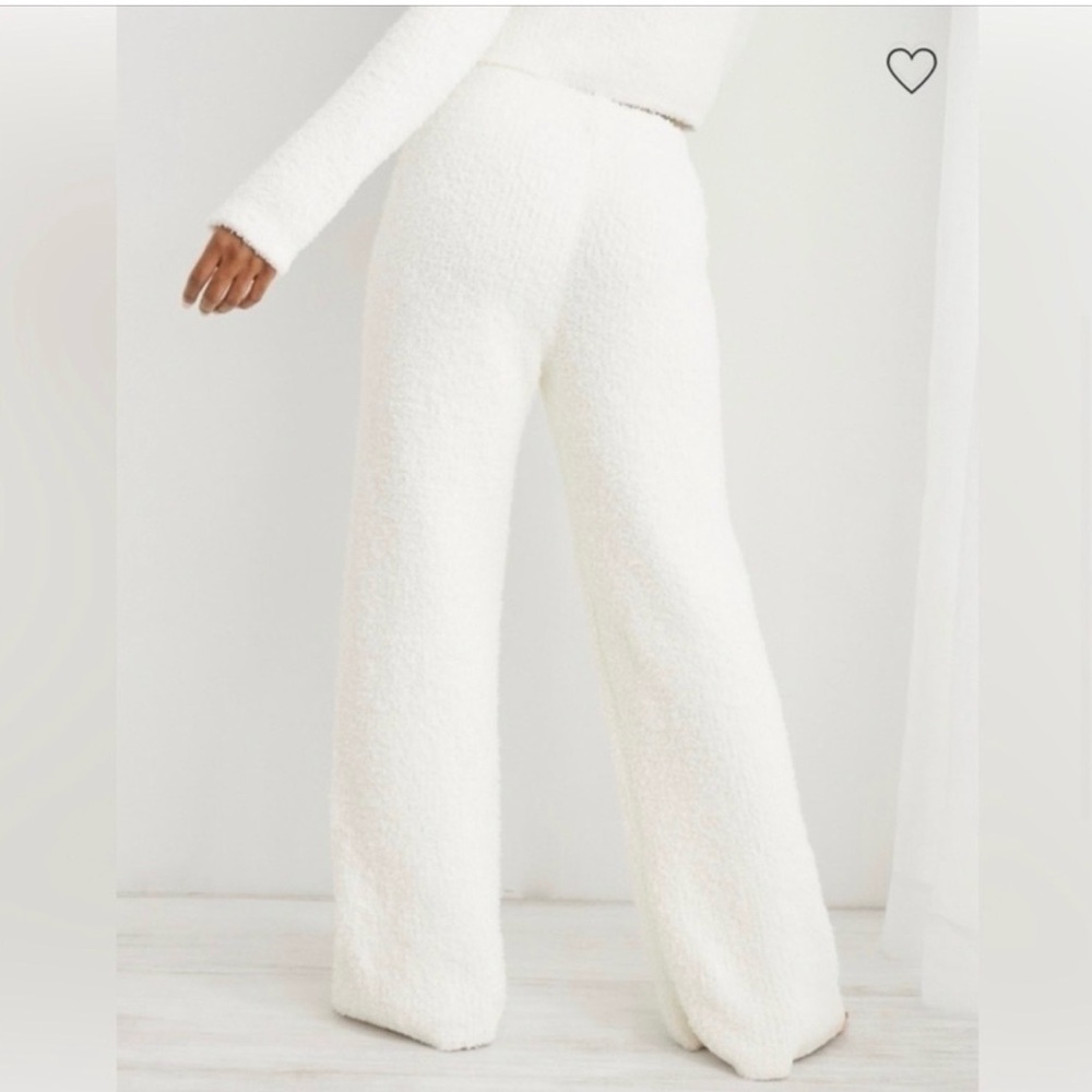 Aerie Marshmallow Fuzzy Teddy Lounge Pants Small - Picture 2 of 5